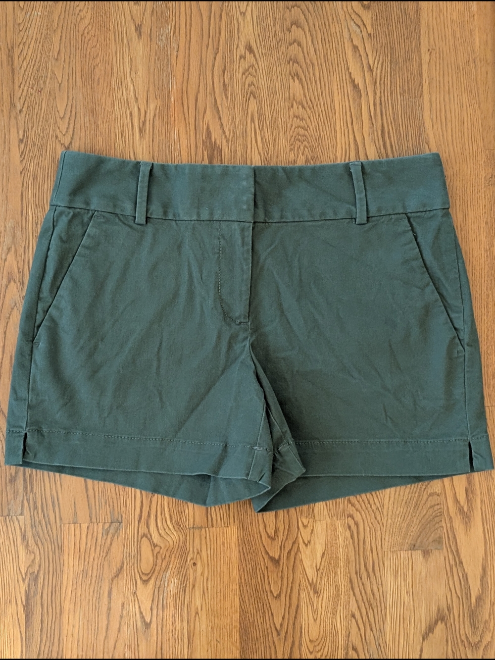 LOFT Riviera Gray-Green Cotton Chino Shorts 4 inch Inseam